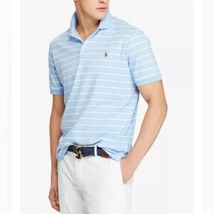 Polo Ralph Lauren Men's L Classic Fit Striped Blue Cotton Short Sleeve Shirt